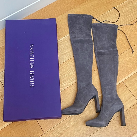 Grey Stuart Weiztman Suede Boots - Picture 2 of 5